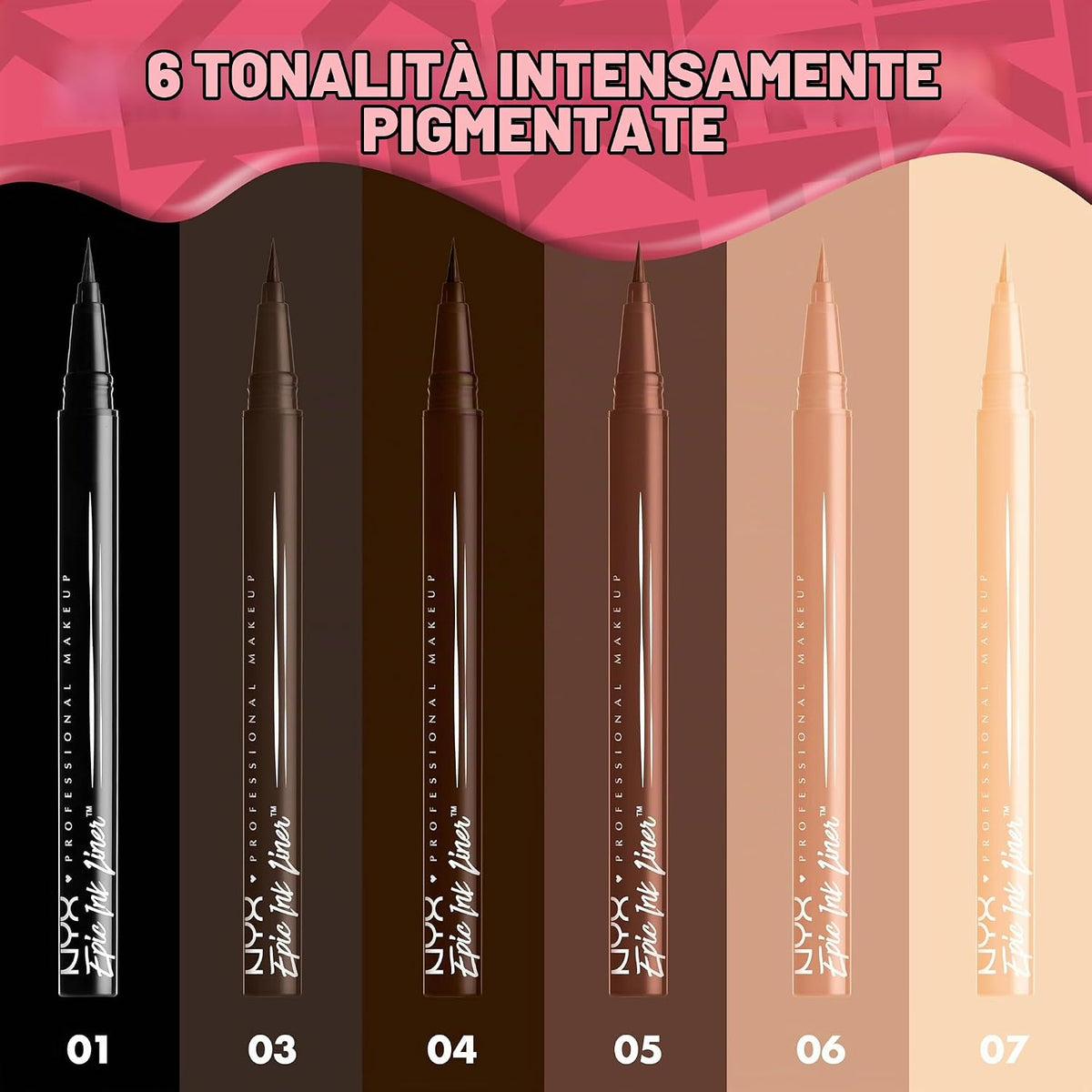 Epic Ink Liner, Eyeliner Liquido Impermeabile, Nero (2 Pezzi), Formula Vegana